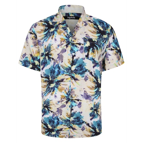 Bigdude Viscose Relaxed Collar Abstract Shirt Multi